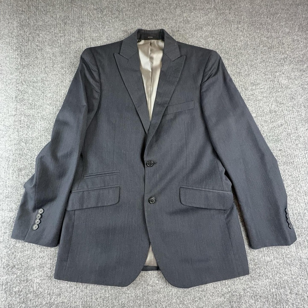 J. Ferrar Suit Jacket Mens 42 Gray Pinstripe 2 Button Notch Lapel Business